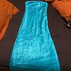 Strapless teal blue mermaid style dress